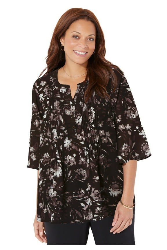 Women's Plus Size Georgette Pintuck Blouse