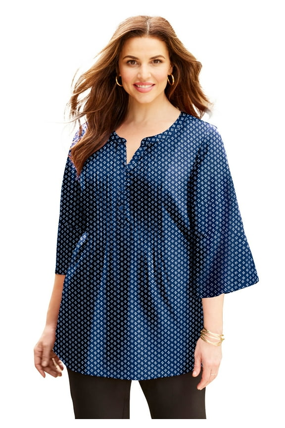 Women's Plus Size Georgette Pintuck Blouse