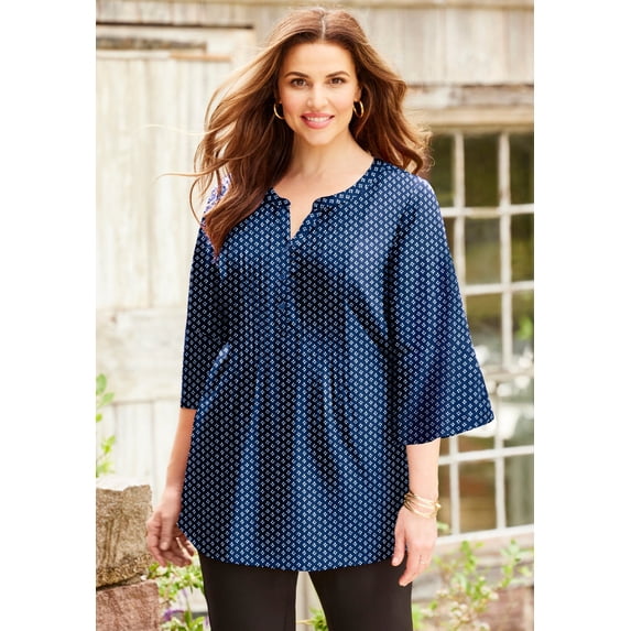 Catherines Women's Plus Size Georgette Pintuck Blouse