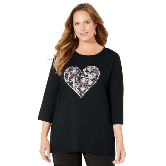 Catherines Women's Plus Size Glitter Graphic Tee