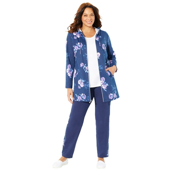 Catherines Women's Plus Size Cloud Knit French Terry Zip-Front Hoodie