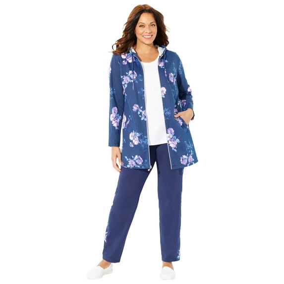 Catherines Women's Plus Size Cloud Knit French Terry Zip-Front Hoodie