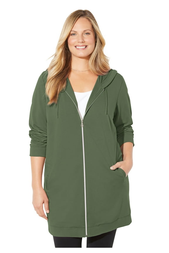 Women's Plus Size Cloud Knit French Terry Zip-Front Hoodie