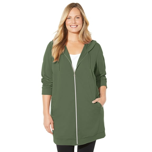 Catherines Women's Plus Size Cloud Knit French Terry Zip-Front Hoodie