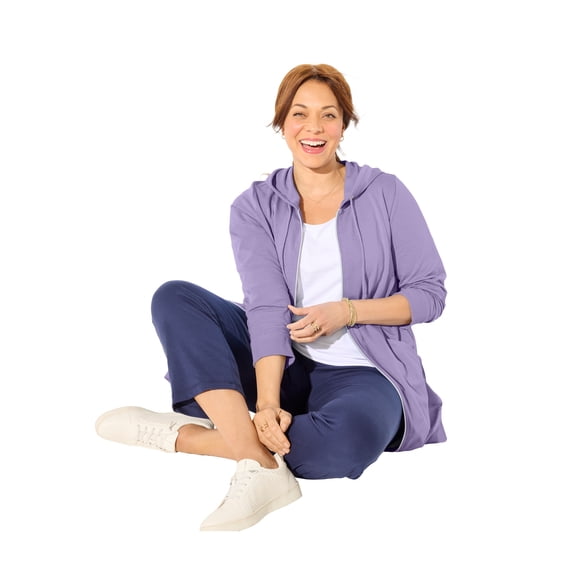 Catherines Women's Plus Size Cloud Knit French Terry Zip-Front Hoodie