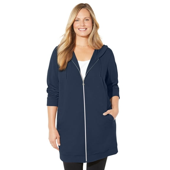 Catherines Women's Plus Size Cloud Knit French Terry Zip-Front Hoodie
