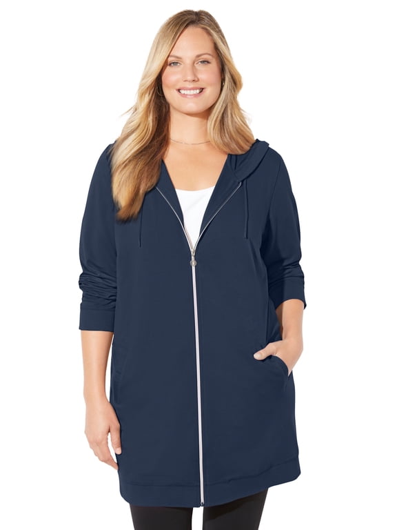 Women's Plus Size Cloud Knit French Terry Zip-Front Hoodie
