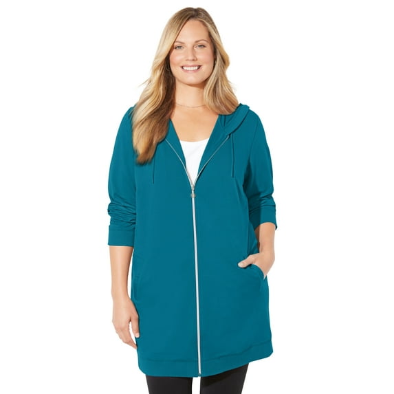 Catherines Women's Plus Size Cloud Knit French Terry Zip-Front Hoodie