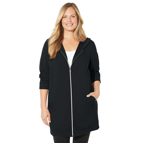 Catherines Women's Plus Size Cloud Knit French Terry Zip-Front Hoodie