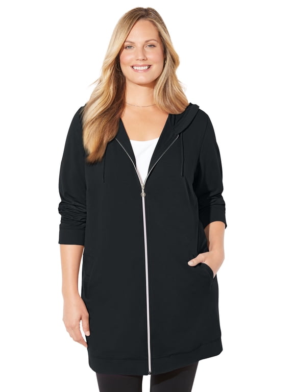 Women's Plus Size Cloud Knit French Terry Zip-Front Hoodie