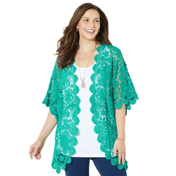 Catherines Women's Plus Size Graceful Crochet wrap