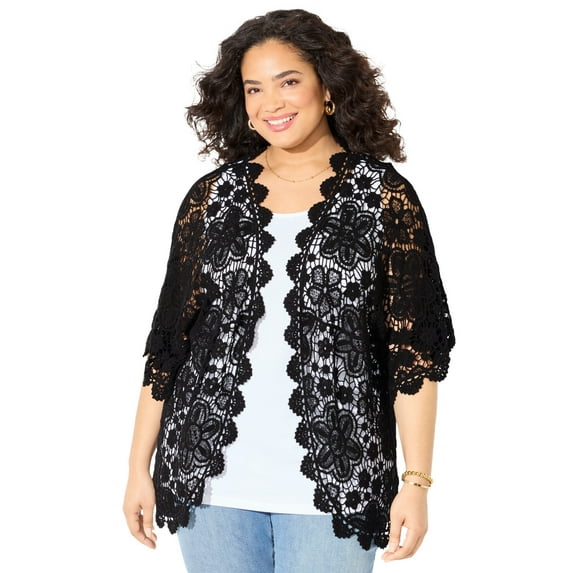 Catherines Women's Plus Size Graceful Crochet wrap