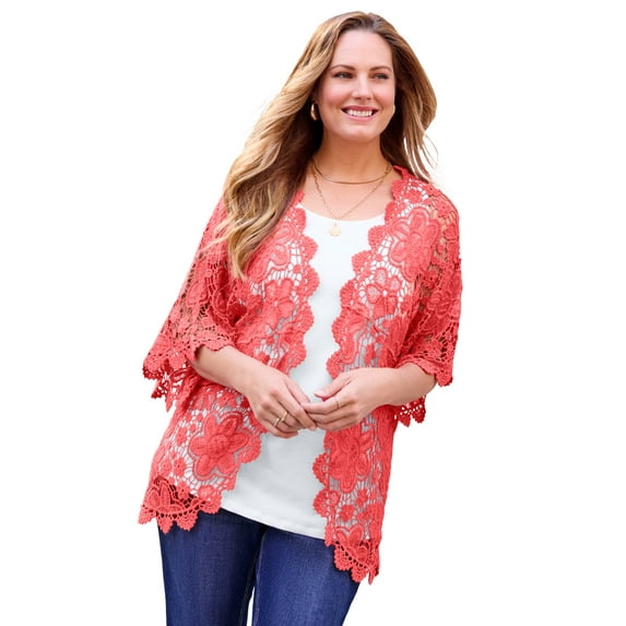 Catherines Women's Plus Size Graceful Crochet wrap