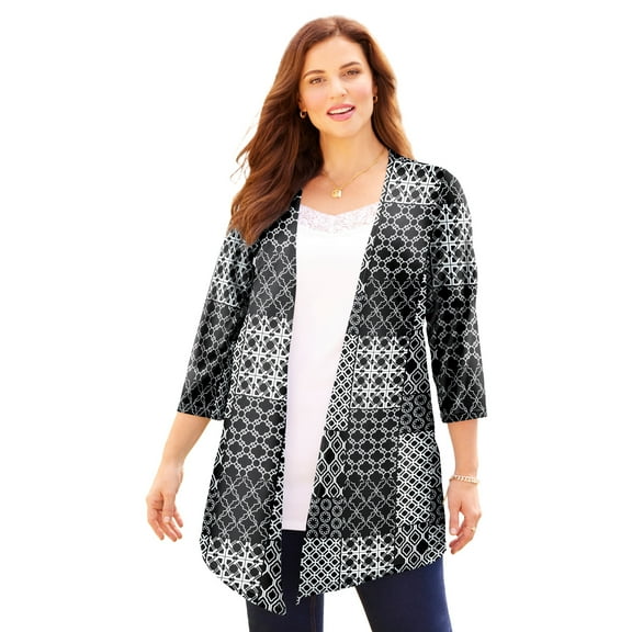 Catherines Women's Plus Size Harmony Knit Herringbone Cardigan