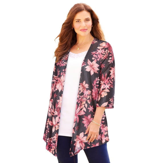 Catherines Women's Plus Size Harmony Knit Herringbone Cardigan