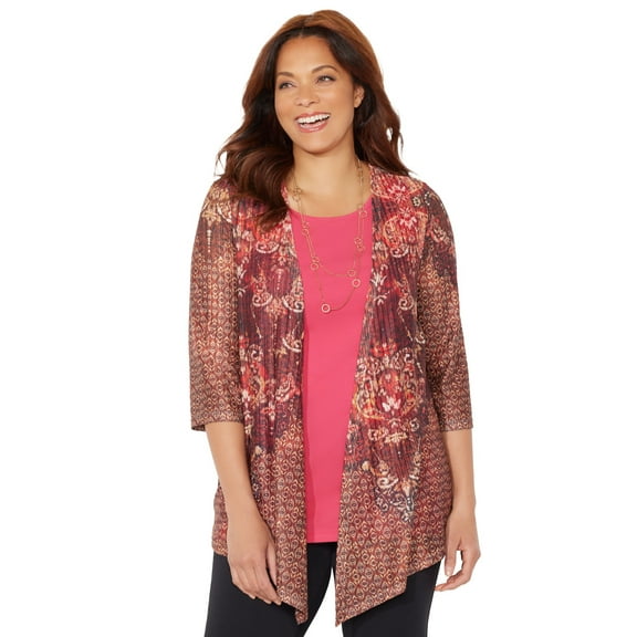 Catherines Women's Plus Size Harmony Knit Herringbone Cardigan