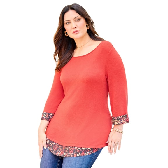 Catherines Women's Plus Size Impossibly Soft Duet Tunic