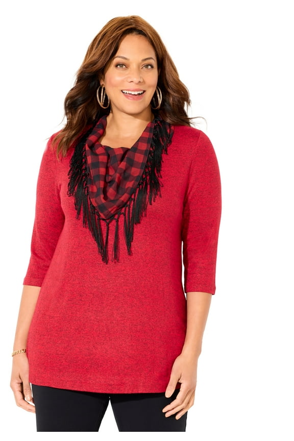 Women's Plus Size Impossibly Soft Tunic & Scarf Duet