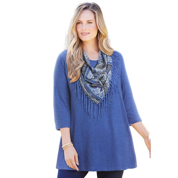 Catherines Women's Plus Size Impossibly Soft Tunic & Scarf Duet