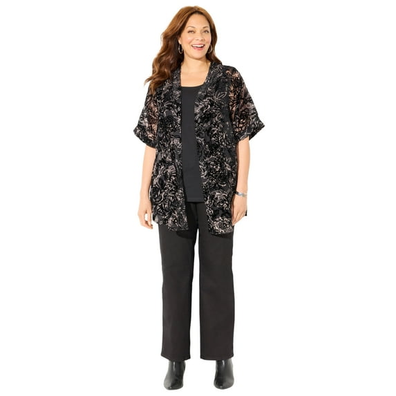 Catherines Women's Plus Size In-Vogue Velvet wrap