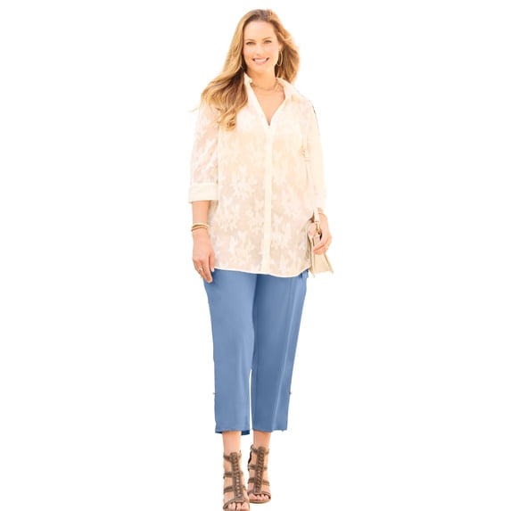 Catherines Women's Plus Size Jacquard Buttonfront Shirt