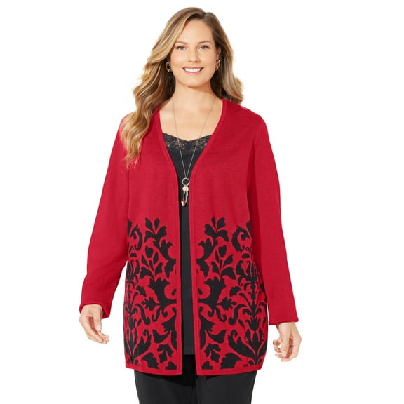Catherines Women's Plus Size Jacquard Cardigan