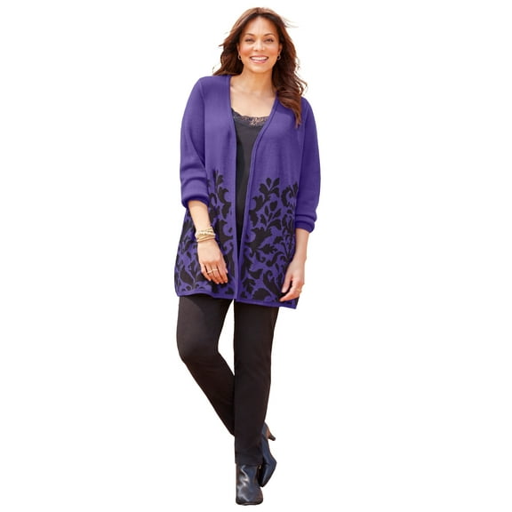 Catherines Women's Plus Size Jacquard Cardigan