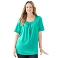 thumbnail image 1 of Catherines Women's Plus Size Jeweled Neck Pintuck Top, 1 of 4