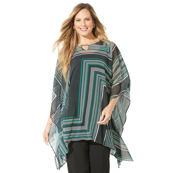 Catherines Women's Plus Size Keyhole Georgette Poncho