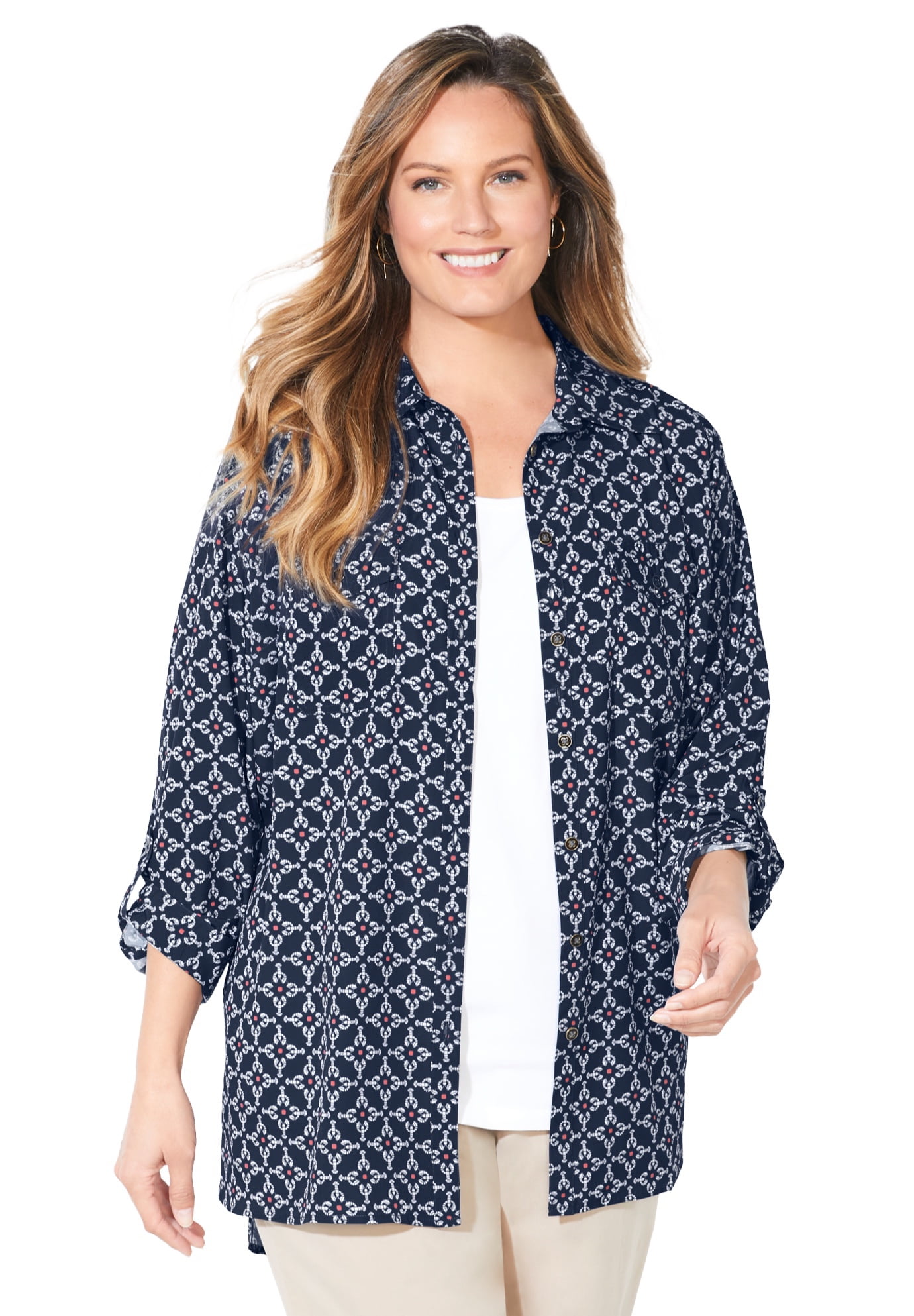 Catherines Women's Plus Size Liz\u0026Me Camp Shirt - Walmart.com