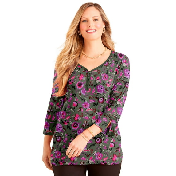 Catherines Women's Plus Size Liz&Me Henley Top