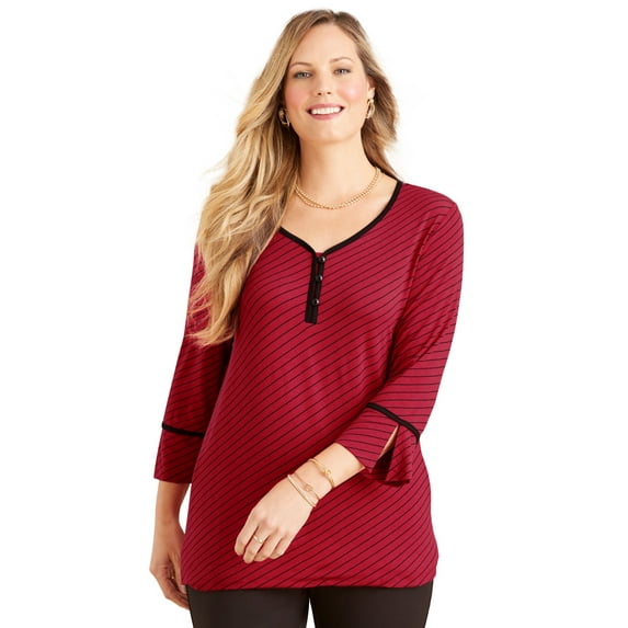 Catherines Women's Plus Size Liz&Me Henley Top