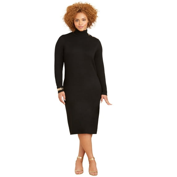 Catherines Women's Plus Size Liz&Me Mockneck Sweater Dress