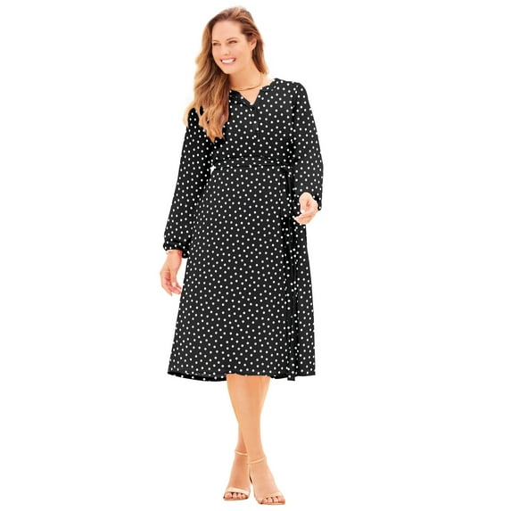 Catherines Women's Plus Size Liz&Me Peasant Wrap Dress