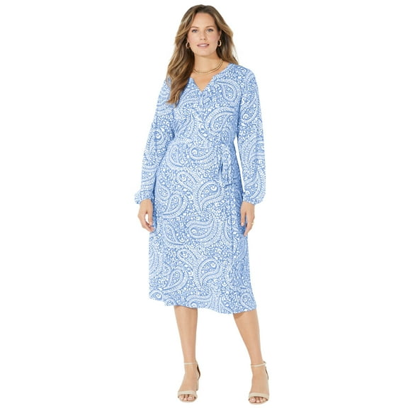 Catherines Women's Plus Size Liz&Me Peasant Wrap Dress