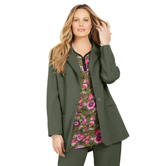 Catherines Women's Plus Size Liz&Me Ponte Knit Blazer