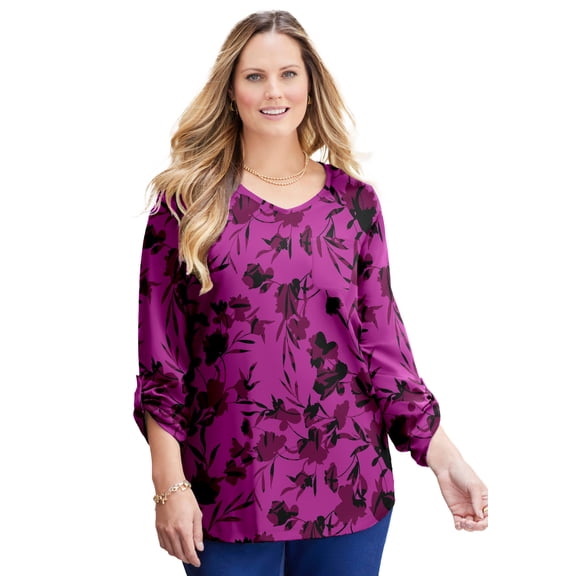 Catherines Women's Plus Size Liz&Me V-Neck Top