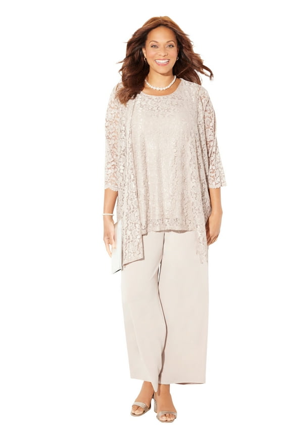 Women's Plus Size Luna Lace 3-Piece Pant Suit