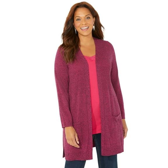 Catherines Women's Plus Size Marled Sweater Cardigan