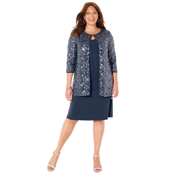 Catherines Women's Plus Size Mesh Flyaway Sheath Dress