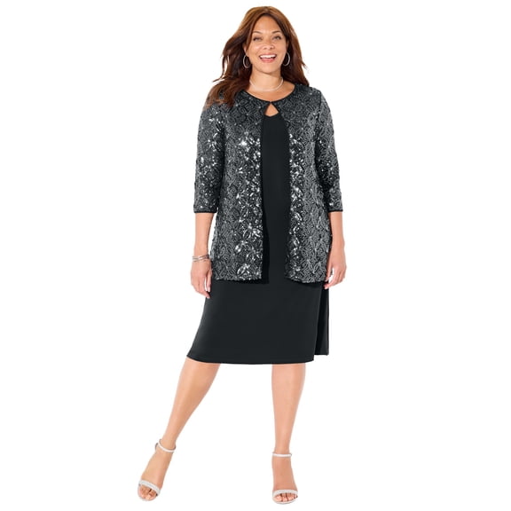 Catherines Women's Plus Size Mesh Flyaway Sheath Dress