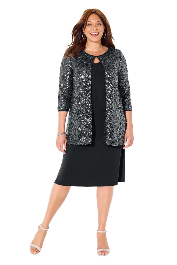 Women's Plus Size Mesh Flyaway Sheath Dress