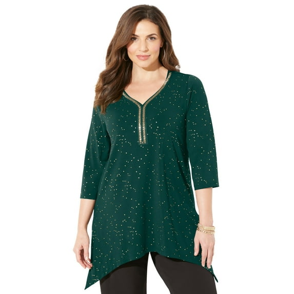 Catherines Women's Plus Size Metallic Dot Sharkbite Top