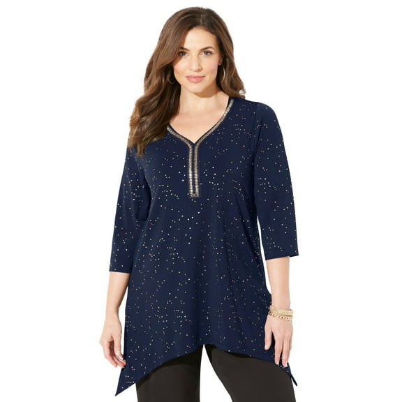 Catherines Women's Plus Size Metallic Dot Sharkbite Top