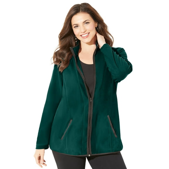 Catherines Women's Plus Size Micro Fleece Zip Jacket