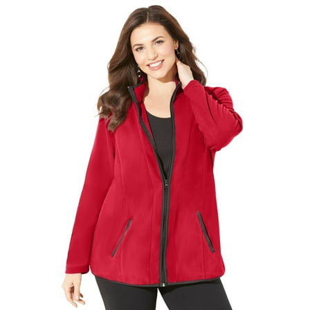 Catherines Women's Plus Size Micro Fleece Zip Jacket