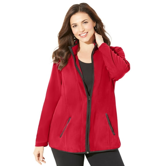 Catherines Women's Plus Size Micro Fleece Zip Jacket
