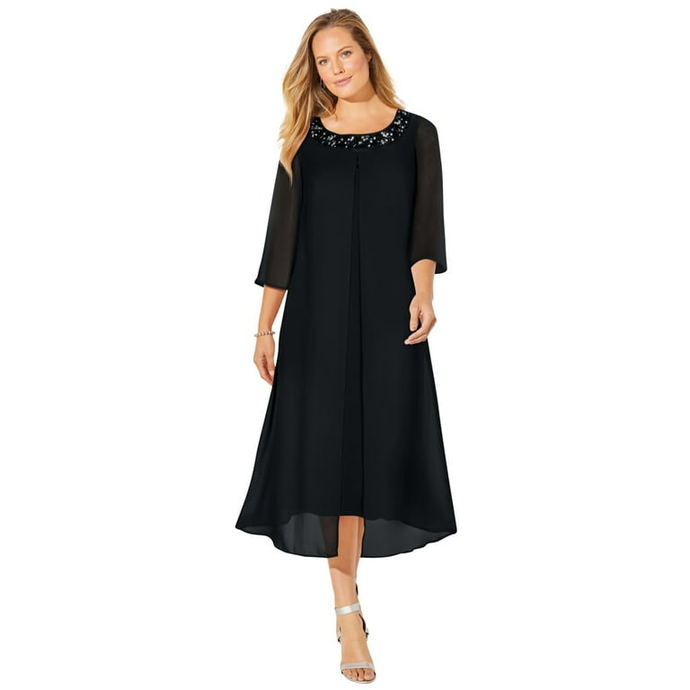 Catherines Women s Plus Size Midnight Dazzle Mesh Flyaway Dress 2X Black