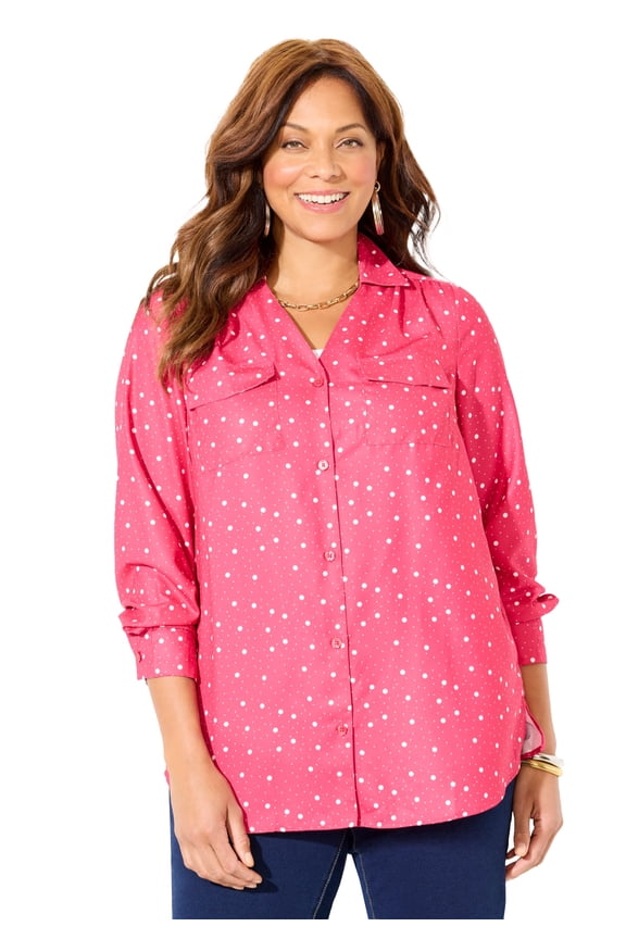 Women's Plus Size Modern Camp Shirt