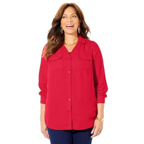Catherines Women's Plus Size Modern Camp Shirt